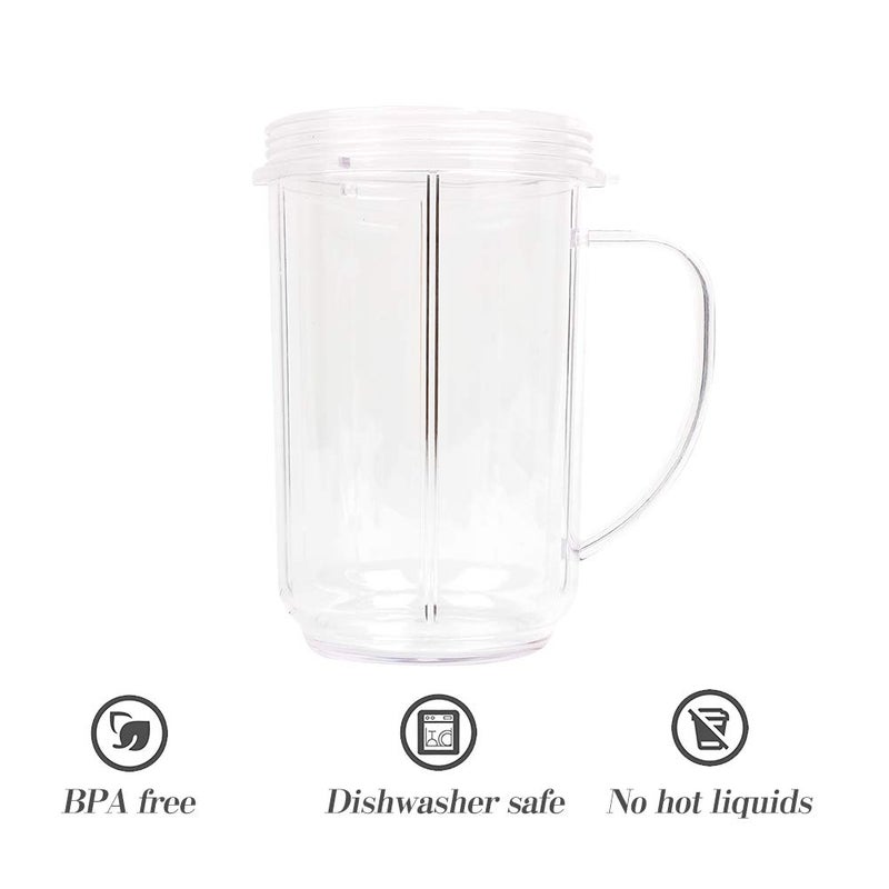 UHAPEER 16OZ Replacement Cups for Magic Bullet, 6Pcs/Set Parts Compatible with 250W Magic Bullet Blender MB1001, Include 16oz Mug Cups with Handle, Stay Fresh Lids, Colored Lips Rings - Image 3